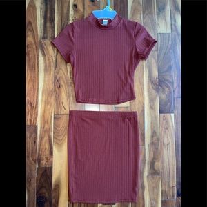 Maroon shirt with skirt. Size small